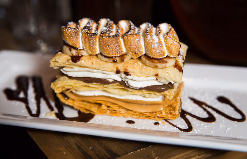 Town Hearth signature dishes WEEKENDS WITH "THE LENOX", The Elvis Sandwich, VEAL RIB AU POIVRE.